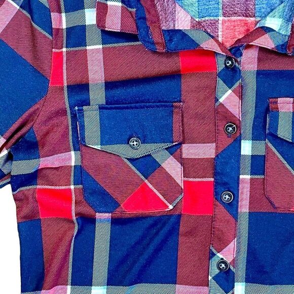 Polly & Ester Red Plaid Flannel Fitted Shirt Sz M - Picture 4 of 11
